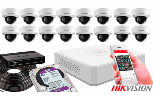Комплект видеонаблюдения на 16 камер для помещения 4mp IP